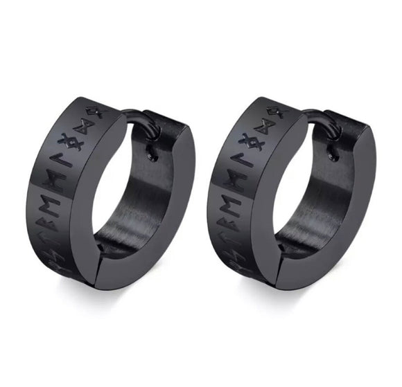 Titanium Black Snap Back Hoop Earring Pair