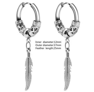 Titanium Silver Snap Back Hoop Earring Pair