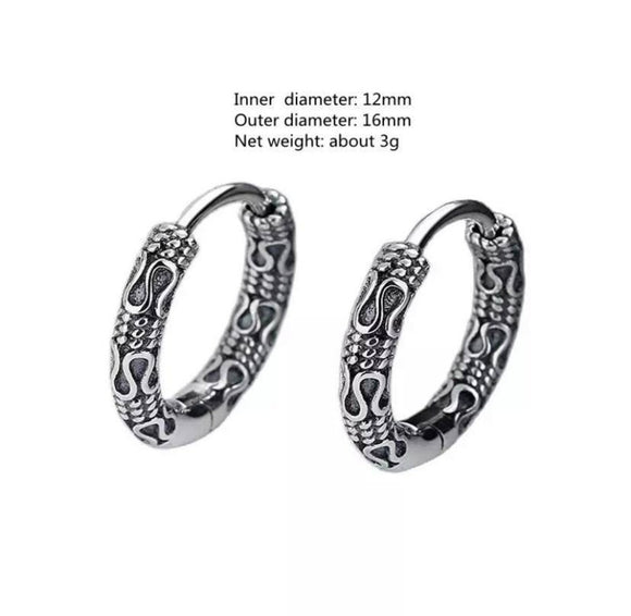 Titanium Silver Snap Back Hoop Earring Pair