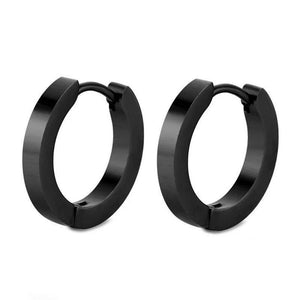 Titanium Black Snap Back Hoop Earring Pair