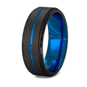 Titanium Black and Blue Two Tone Ring