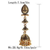 Gold Indian Long Hanging Jhumka Round Earrings Pair