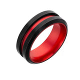 Titanium Black and Red Two Tone Ring