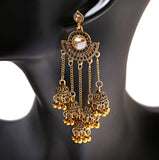 Silver Indian Long Hanging Jhumka Round Earrings Pair