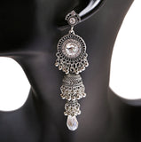 Gold Indian Long Hanging Jhumka Round Earrings Pair