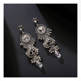 Silver Indian Long Hanging Jhumka Round Earrings Pair