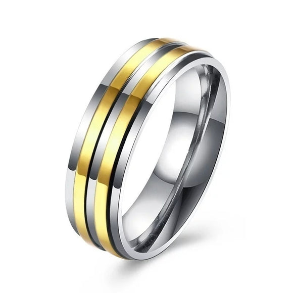 Titanium Silver and Gold Two Tone Ring