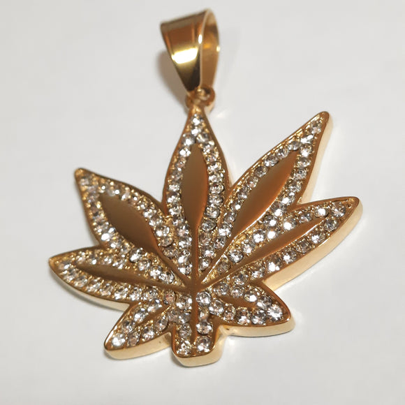 Weed Gold & Crystals Pendant