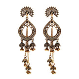 Silver Indian Long Hanging Jhumka Round Earrings Pair