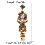 Gold Indian Long Hanging Jhumka Round Earrings Pair