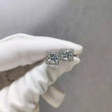 Diamond Stud Square Earrings in S925 Sterling Silver 1/2 Carat