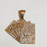 Royal Flush Gold & Crystals Pendant