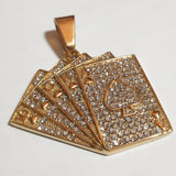 Royal Flush Gold & Crystals Pendant