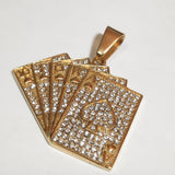 Royal Flush Gold & Crystals Pendant