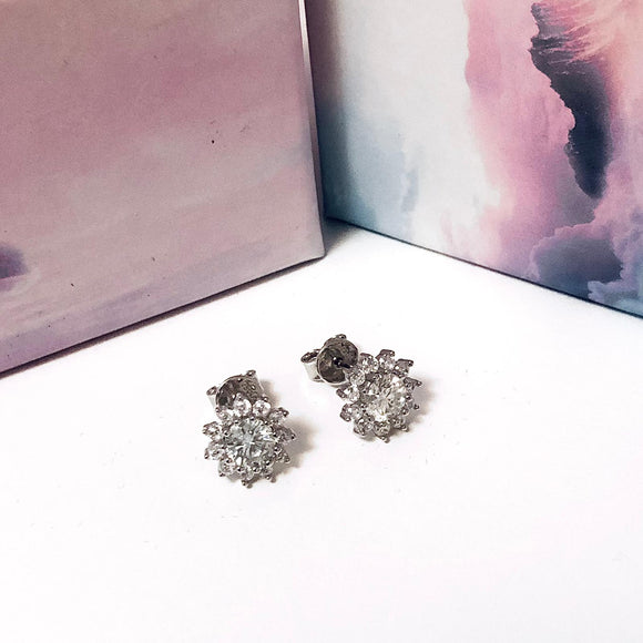 Diamond Stud Earrings in Platinum 1 Carat, Round Diamond Earrings