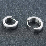 Titanium Silver Snap Back Hoop Earring Pair