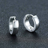 Titanium Silver Snap Back Hoop Earring Pair