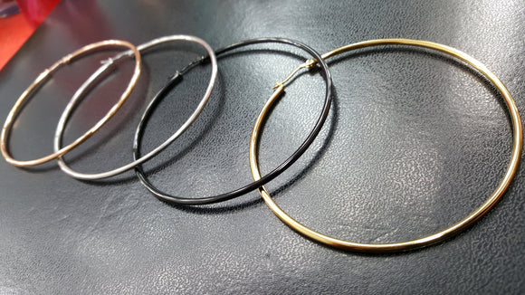 Titanium Large Hoops Pair , 50mm, 60mm, 70mm