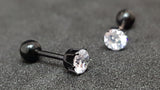 Titanium Black Ball Back Crystal Screw on Studs