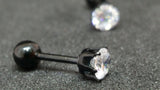 Titanium Black Ball Back Crystal Screw on Studs