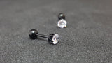 Titanium Black Ball Back Crystal Screw on Studs