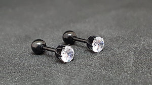 Titanium Black Ball Back Crystal Screw on Studs