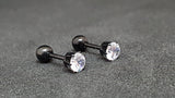 Titanium Black Ball Back Crystal Screw on Studs