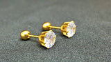 Titanium Gold Screw on Ball Back Studs Pair