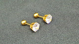 Titanium Gold Screw on Ball Back Studs Pair