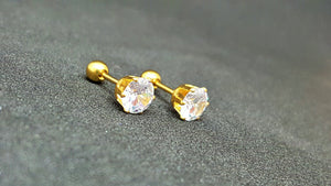 Titanium Gold Screw on Ball Back Studs Pair