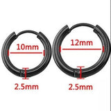 Titanium Black Hoops Pair, 10mm, 12mm, 15mm, Titanium Hoops