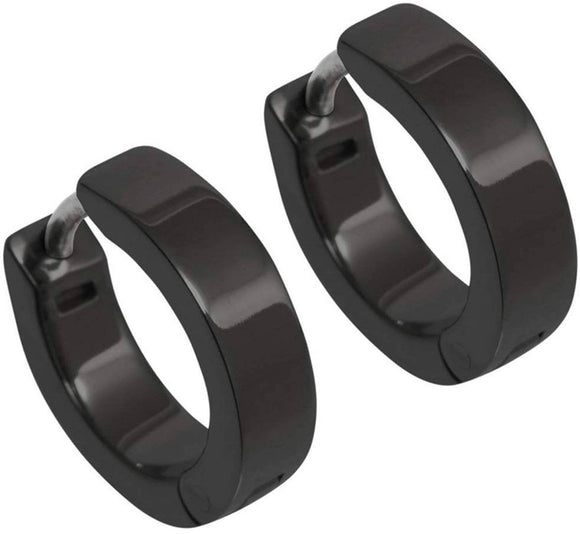 Titanium Black Snap Back Hoop Earring Pair