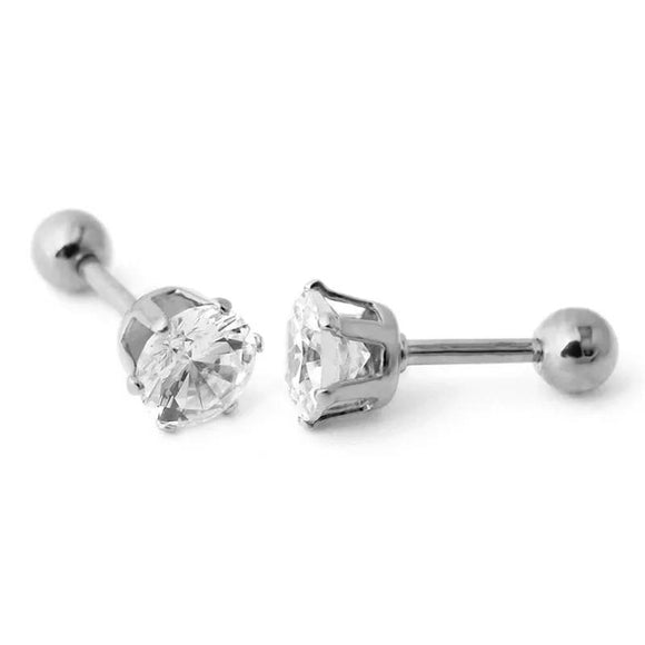 Titanium Silver Ball Back Screw on Studs Pair