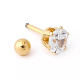 Titanium Gold Screw on Ball Back Studs Pair