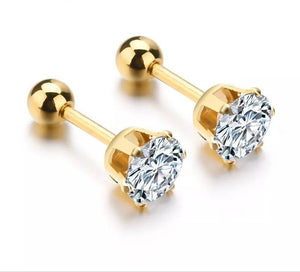 Titanium Gold Screw on Ball Back Studs Pair