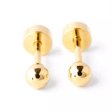 Titanium Gold Ball Circle Back Screw on Studs Pair