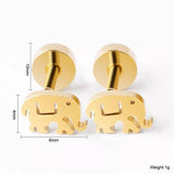 Titanium Gold Elephant Circle Back Screw on Studs Pair