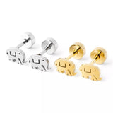 Titanium Gold Elephant Circle Back Screw on Studs Pair