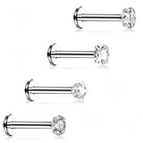 1PC / Pair 16G Titanium Clear Gem Internal Thread, Monroe, Labret