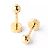 Titanium Gold Ball Circle Back Screw on Studs Pair