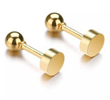 Titanium Gold Ball Circle Back Screw on Studs Pair