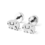 Titanium Gold Elephant Circle Back Screw on Studs Pair