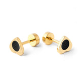 Titanium Gold Heart Circle Back Screw on Studs Pair