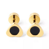 Titanium Gold Heart Circle Back Screw on Studs Pair