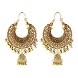 Gold Indian Large Jhumka Round Earrings Pair