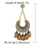 Gold Indian Hanging Jhumka Round Earrings Pair