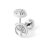 Titanium Silver Tree Of Life Screw on Studs Pair