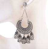 Gold Indian Hanging Jhumka Round Earrings Pair