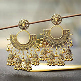 Gold Indian Large Jhumka Round Earrings Pair