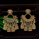 Gold Indian Large Jhumka Round Earrings Pair